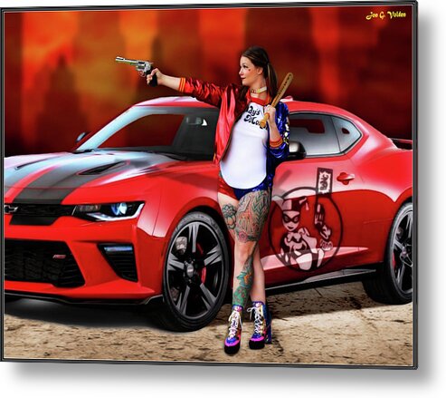 Harley Metal Print featuring the photograph Harley Quinn Pistols and Car by Jon Volden