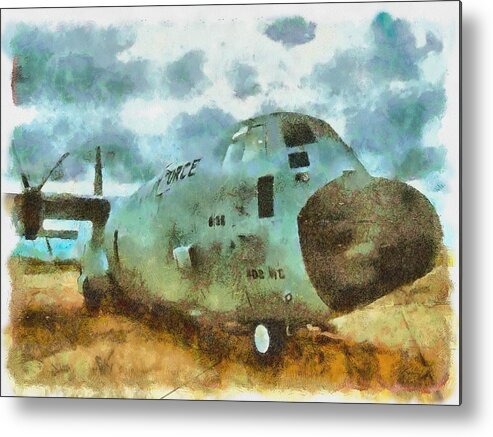 C-130 Metal Print featuring the mixed media Herk on the Ramp by Christopher Reed