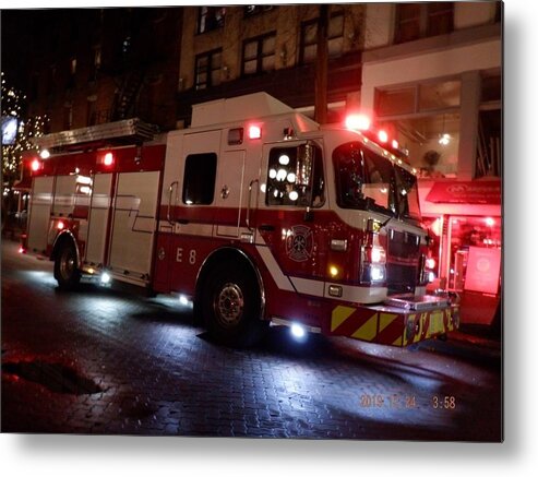 Fire Truck Metal Print featuring the photograph Heroes in Motion by James Cousineau