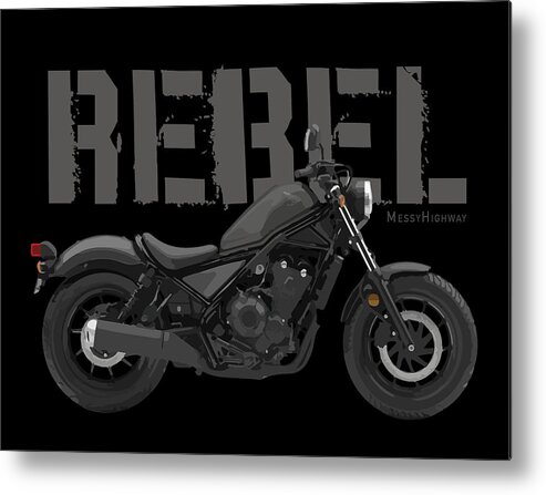 Motorcycles Metal Print featuring the digital art Honda Rebel 500 19 black, s by Messy Highway