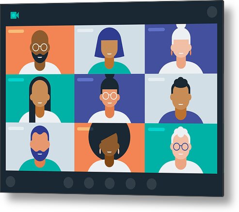 Diversity Metal Print featuring the drawing Illustration of diverse group of friends or colleagues in a video conference by RLT_Images