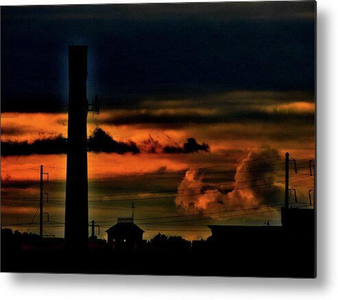 Industrial Metal Print featuring the photograph Industrial Landscape at Sundown by Linda Stern