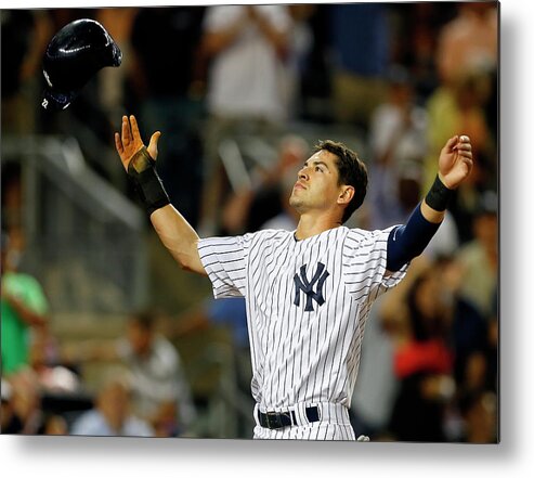 Headwear Metal Print featuring the photograph Jacoby Ellsbury and Mark Teixeira by Rich Schultz