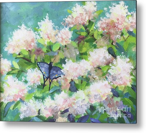 Hydrangea Metal Print featuring the painting Janet's Hydrangeas by Anne Marie Brown
