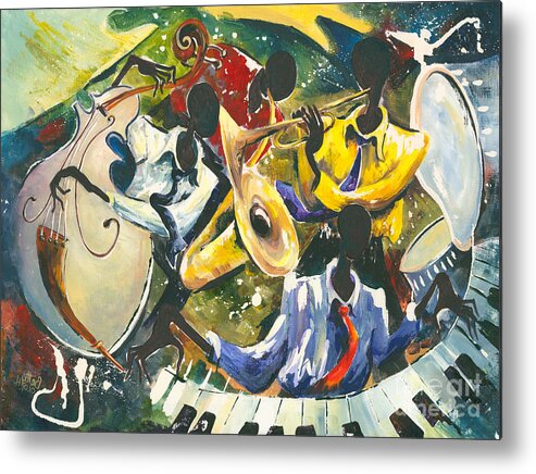 Acrylic Metal Print featuring the painting Jazz no. 1 by Elisabeta Hermann