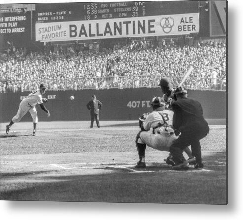 Baseball Catcher Metal Print featuring the photograph Jim Gilliam and Yogi Berra by The Stanley Weston Archive