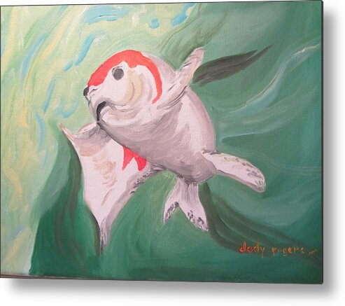 Fish Metal Print featuring the painting Koi Floating by Dody Rogers