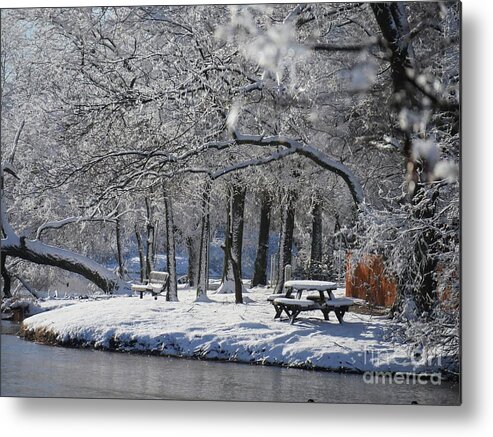 Background Metal Print featuring the photograph Lakeside Winter by On da Raks