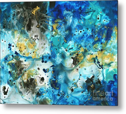Raw Metal Print featuring the painting Large Raw Abstract Original Painting Liquid Art Pour Fine Art Prints Megan Duncanson by Megan Aroon