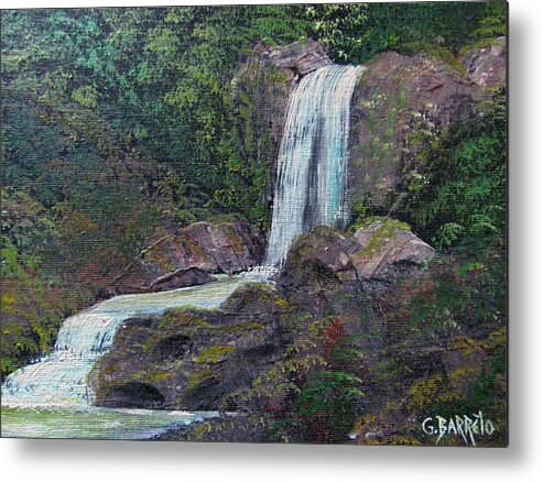 Waterfall Metal Print featuring the painting Las Marias Waterfall by Gloria E Barreto-Rodriguez