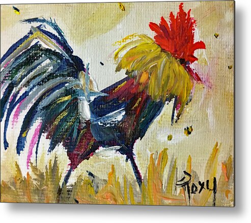 Rooster Metal Print featuring the painting Le Coq by Roxy Rich