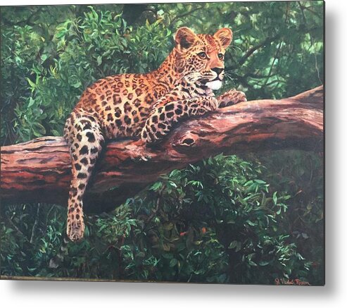 Africa Metal Print featuring the painting Leopard by Judy Rixom