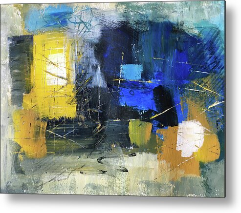 Modern Abstract Metal Print featuring the painting Light in the Window by Nancy Merkle