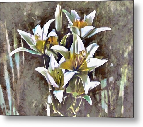 Lilies Metal Print featuring the mixed media Lilies by Christopher Reed