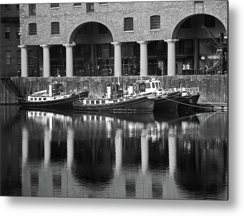 Liverpool Metal Print featuring the photograph LIVERPOOL. Albert Dock Moored Boats B. by Lachlan Main