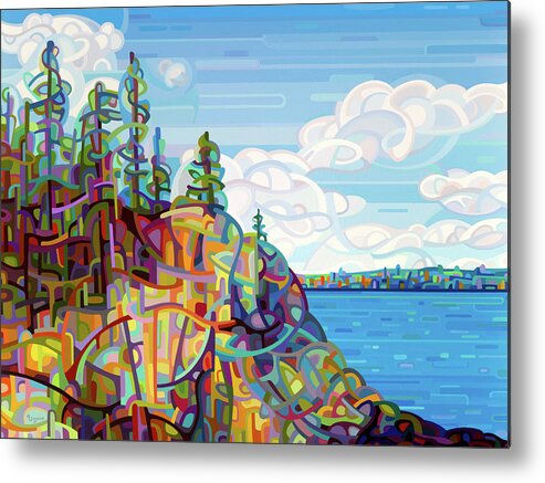 Summer Lake Metal Print featuring the painting Living on the Edge by Mandy Budan