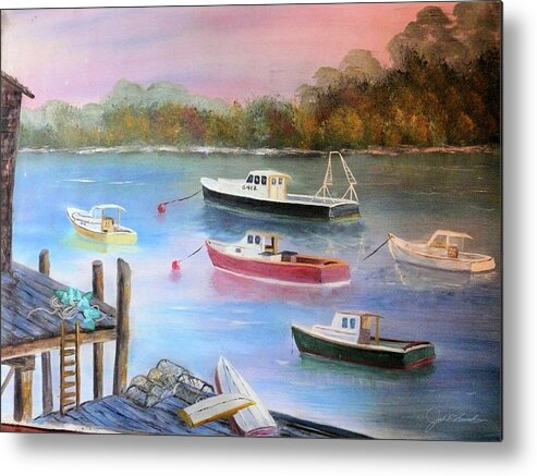 Lobster Boats Metal Print featuring the painting Lobster Boats  by Joel Smith