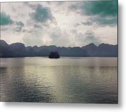 Ha Long Bay Metal Print featuring the photograph Lone Rock_Ha Long Bay 02_Vietnam by Christine Ley
