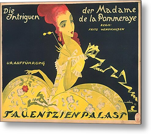 Josef Metal Print featuring the mixed media ''Madame de La Pommeraye's Intrigues'', 1922 - art by Josef Fenneker by Movie World Posters
