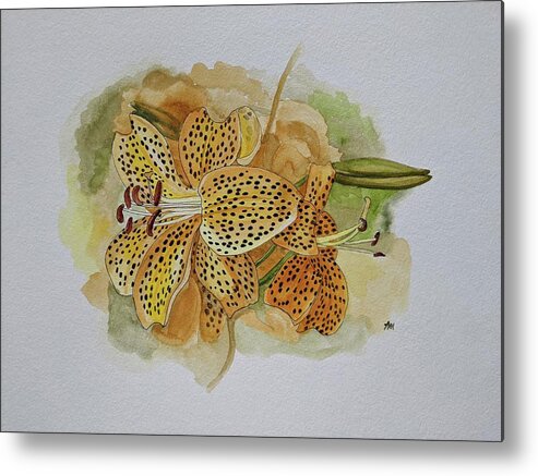 Martagon Lilies Metal Print featuring the painting Martagon tiger lilies by Lisa Mutch