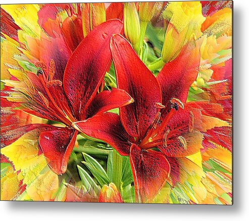  Metal Print featuring the digital art Masked Lilies by Beverly Read
