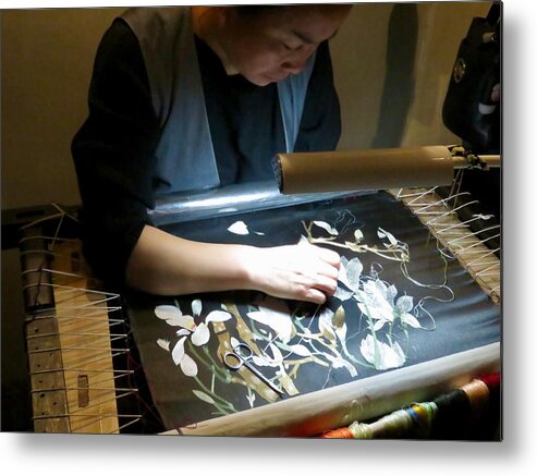 Embroidery Metal Print featuring the photograph Master at Work by Kerry Obrist