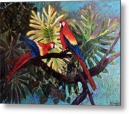 Parrots Metal Print featuring the painting Mates by Barbara Landry