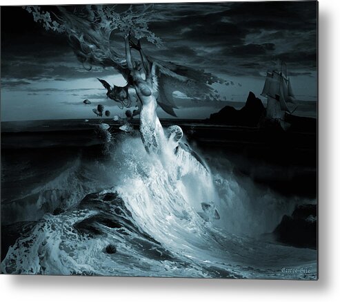 Clouds Water Horizon Metal Print featuring the digital art Mermaid Syndrom by George Grie