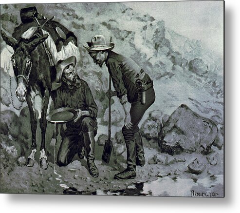 Vintage Metal Print featuring the painting Miners Prospecting by Frederic Remington