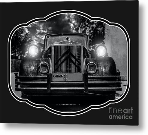 Automobile Metal Print featuring the photograph Monochrome Photography of Classic Car by Mounir Khalfouf