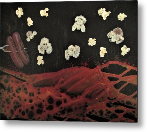 National Popcorn Day Metal Print featuring the painting National Popcorn Day by Lynn Raizel Lane