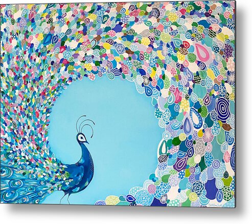 Blues Metal Print featuring the painting Mr. Peacock by Beth Ann Scott