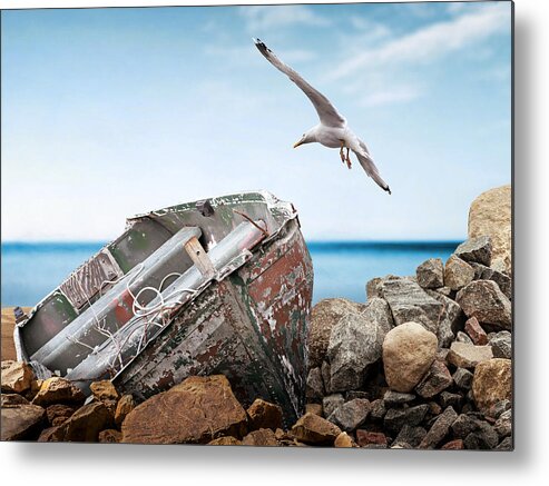 Vancouver Island Metal Print featuring the photograph Old Abandoned Boat by Micki Findlay