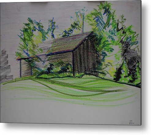 Plein Air Metal Print featuring the pastel Old Barn At Wason Pond by Sean Connolly