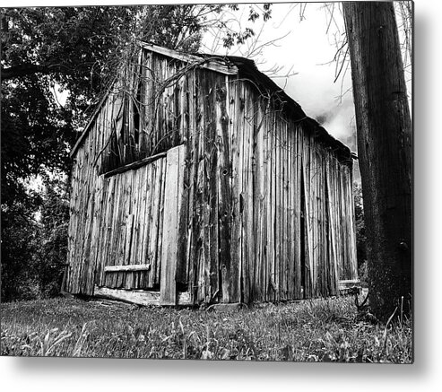 Architecture Metal Print featuring the photograph Old barn in black and white by Jim Feldman