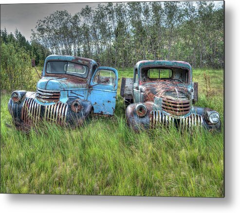 Ford Chevy Metal Print featuring the photograph Old Chevys in Iceland by Kristia Adams
