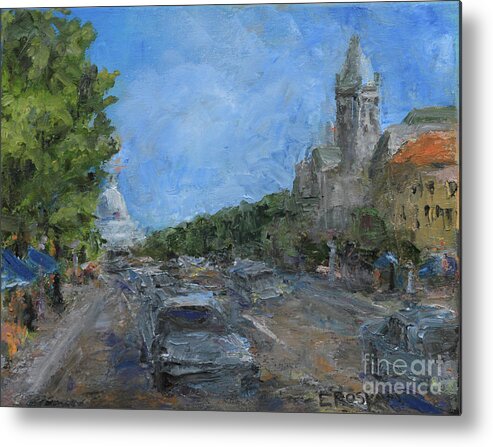 Pallette Knife Metal Print featuring the painting On the Avenue by Elizabeth Roskam