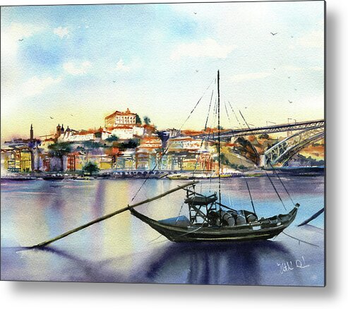 Porto Metal Print featuring the painting Oporto Portugal Painting by Dora Hathazi Mendes