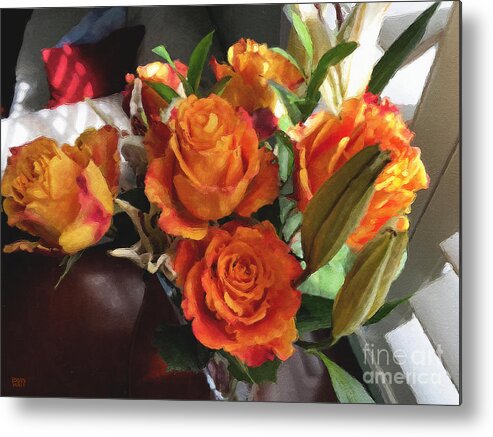 Flowers Metal Print featuring the photograph Orange Roses by Brian Watt
