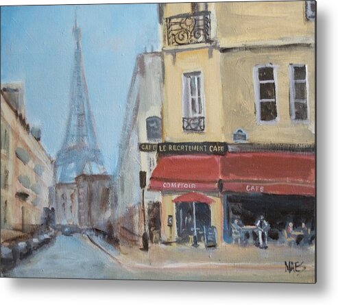 Walt Maes Metal Print featuring the painting Paris Cafe by Walt Maes