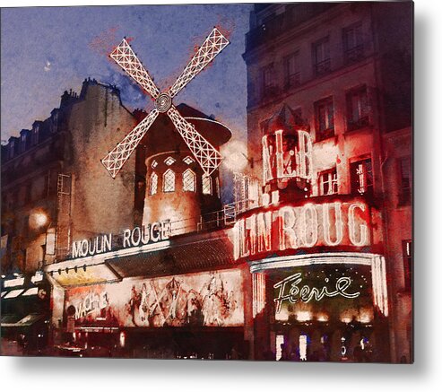 Moulin Rouge Metal Print featuring the painting Paris. Moulin Rouge. by Alex Mir