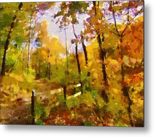 Autumn Metal Print featuring the mixed media Path into November by Christopher Reed