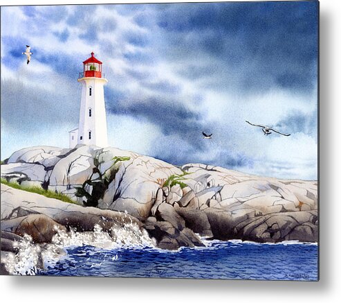 Peggy's Cove Lighthouse Metal Print featuring the painting Peggy's Cove Lighthouse by Espero Art