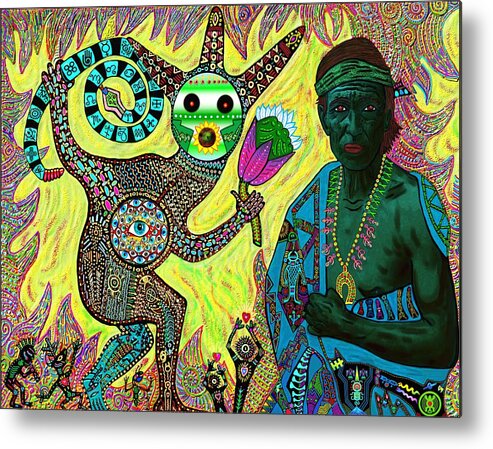 Peyote Metal Print featuring the mixed media Peyote Healing by Myztico Campo