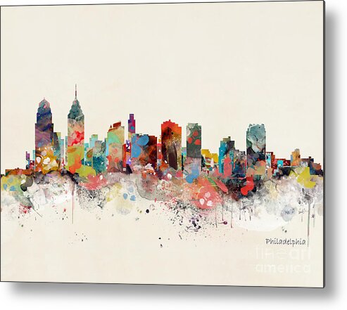 Philadelphia Metal Print featuring the painting Philadelphia Skyline by Bri Buckley