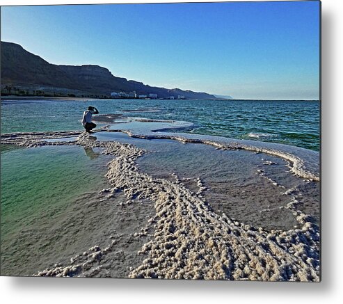 Photographer Metal Print featuring the photograph Photographer at Dead Sea by Alan Socolik
