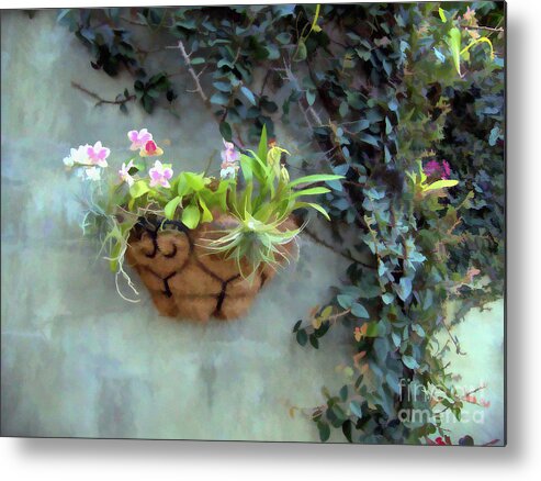 Flowers Metal Print featuring the digital art Pretty Flower Basket by Amy Dundon