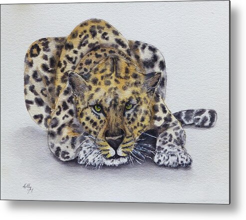 Leopard Metal Print featuring the painting Prowling Leopard by Kelly Mills