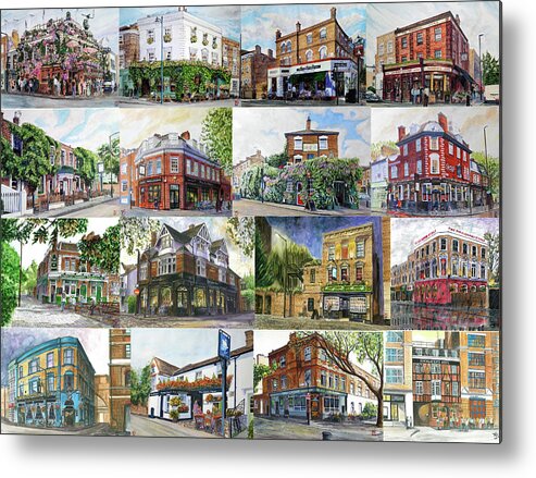 London Metal Print featuring the painting Pubs of London I by Francisco Gutierrez