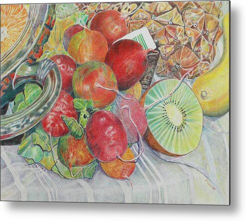 Colorful Fruit Metal Print featuring the painting Radishe Bouquet by Dorsey Northrup